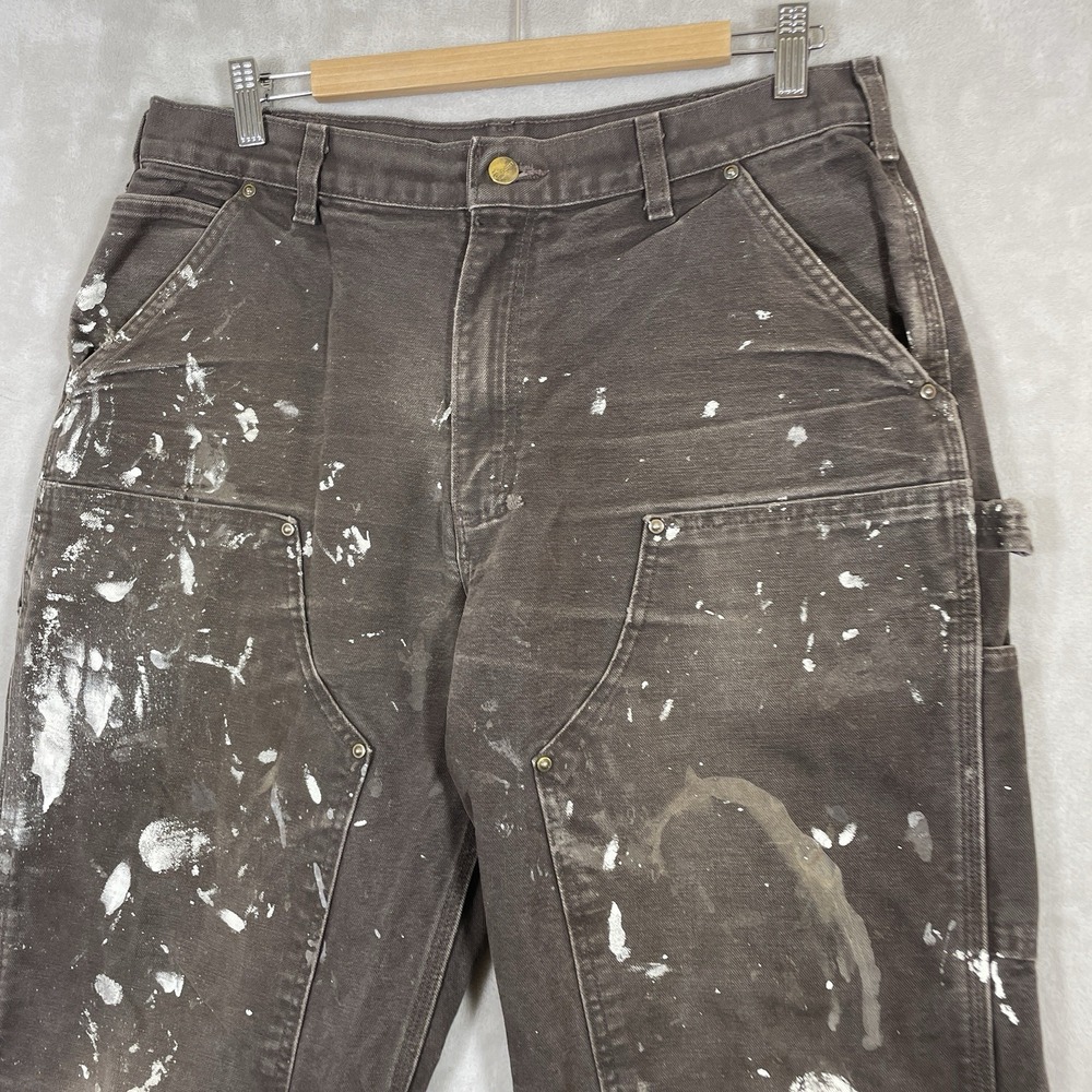 Vintage Carhartt B136 DKB Double Knee Pants Tag 34x32 Paint Distressed Loose Fit - Picture 2 of 14